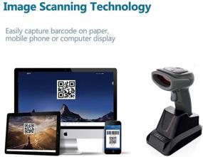 img 3 attached to 📱 LS-PRO 2D QR Wireless Bluetooth Barcode Scanner with USB Cradle Receiver Charging Base – Handheld 1D/2D Data Matrix PDF417 Image Reader, 100 ft Transmission Range, Long-Life 2200mA Battery, 1-Year Warranty