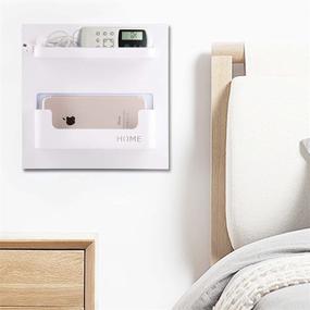 img 2 attached to 🛏️ Eco-Friendly Bedside Shelf Organizer - Wall Mount Self-Adhesive, Perfect for Glasses, Remote Control, Earphones, Cell Phone Charger, Manicure Kit