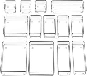 img 4 attached to SMARTAKE 13-Piece Drawer Organizer: Clear Storage Trays for Makeup, Jewelry, Utensils in Bedroom, Office, and Kitchen