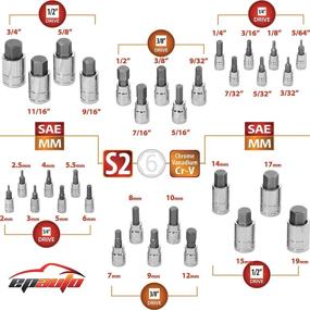 img 3 attached to EPAuto Hex Bit Socket Set (32 PCs) - SAE and Metric, S2 & Cr-V Steel Tools for Efficient Work