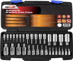 img 4 attached to EPAuto Hex Bit Socket Set (32 PCs) - SAE and Metric, S2 & Cr-V Steel Tools for Efficient Work