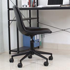 img 1 attached to BTExpert Mid Back Faux Leather Task Office Chair in Classic Black - Ergonomic and Comfortable Design