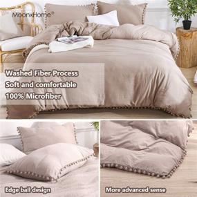 img 3 attached to 🌙 Luxurious MoonxHome Boho Duvet Cover Set: Queen Size with Pom Pom Fringe and Super Soft Microfiber - Includes 2 Pillow Shams - Tawny