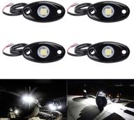 ly8 white led neon underglow rock lights for car truck atv utv suv jeep boat, waterproof underbody glow trail rig lamp – 4pods led, ideal for off-roading logo