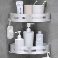 🛁 laimew widen corner shelves shower caddy corner with hooks - no drilling aluminum bathroom shelf kitchen storage organizer (silver) logo