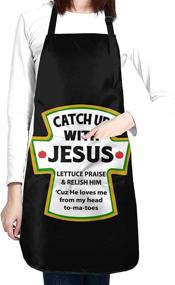 img 4 attached to 👨 NVJUI JUFOPL Funny Apron with 2 Pockets for Men and Women - Perfect for Cooking, Baking, Barbecue, Gardening, Chef Kitchen Activities