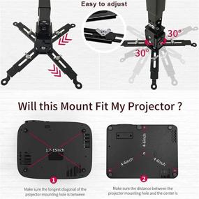 img 2 attached to 📽️ Universal Wall/Ceiling Projector Mount Bracket - Adjustable Height, Extendable Arms for Home and Office Projectors
