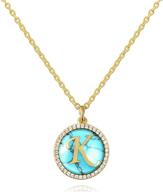 💍 kissyan turquoise initial necklace, 18k gold-kissyan letter pendant dainty jewelry with cubic zirconia alphabet charms - adjustable chain necklace for women and girls logo