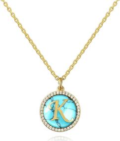 img 4 attached to 💍 KissYan Turquoise Initial Necklace, 18K Gold-KissYan Letter Pendant Dainty Jewelry with Cubic Zirconia Alphabet Charms - Adjustable Chain Necklace for Women and Girls