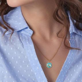 img 2 attached to 💍 KissYan Turquoise Initial Necklace, 18K Gold-KissYan Letter Pendant Dainty Jewelry with Cubic Zirconia Alphabet Charms - Adjustable Chain Necklace for Women and Girls