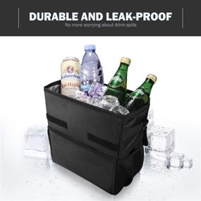 img 2 attached to 🚗 HouseDay Car Trash Can: Waterproof 3 Gallon Bin with Lid & Storage Pocket - XL Car Trash Organizer in Black