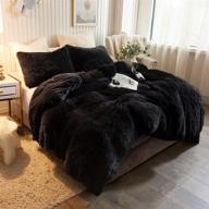 🛏️ роскошное одеяло xege plush shaggy размера "квин" с ультрамягким кристальным бархатом, в комплекте с 1 искусственным меховым одеяльным чехлом и удобной молнией - элегантный черный оттенок. логотип
