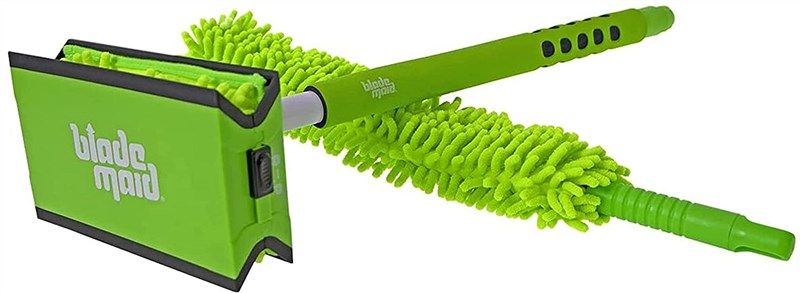 Blade Maid Ceiling Fan Cleaner and Duster with Microfiber Pads, Extends up  to 36, Green