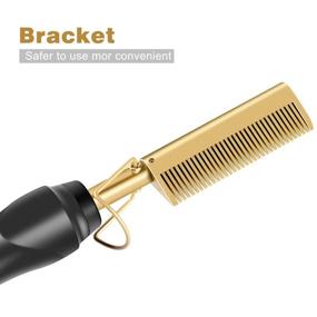 img 1 attached to 🔌 Electric Hot Comb Hair Straightener with Anti-Scald Technology, Wet and Dry Hair Straightening Comb for Men and Women, Portable Curling Iron Comb (Brown)