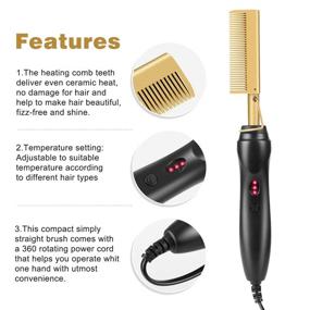 img 3 attached to 🔌 Electric Hot Comb Hair Straightener with Anti-Scald Technology, Wet and Dry Hair Straightening Comb for Men and Women, Portable Curling Iron Comb (Brown)