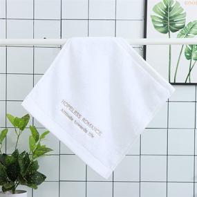 img 3 attached to Luxury Cotton Bath Towel Set - 6 Piece Spa Quality, Absorbent and Soft Bathroom Towels - Includes 2 Bath Towels, 2 Hand Towels, 2 Washcloths - White