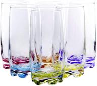 🥤 set of 6 vibrant splash highball glasses - 13.25 ounce water and beverage logo