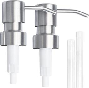 img 4 attached to 🧴 Premium Stainless Steel Soap and Lotion Dispenser Pumps - 2 Pack with Replacement Tubes - Ideal for Your Home Store and Bottles