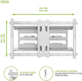 img 3 attached to 📺 Kanto PDX680W: Efficient Full Motion Articulating TV Wall Mount for 39"-80" TVs, up to 125lbs, Integrated Cable Management, Low Profile, 24in Extension - White