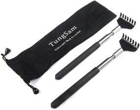 img 4 attached to 🖐️ TungSam Metal Back Scratcher Set - Extendable and Retractable for Ultimate Back Relief, Includes Carry Bag