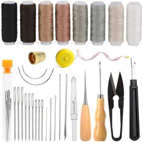 img 4 attached to 🧵 Leather Sewing Repair Kit with Awl, Seam Ripper, Hand Stitching Needles, Thread - Ideal Upholstery and Craft Tool Set for Beginners and Professionals in Leatherwork DIY