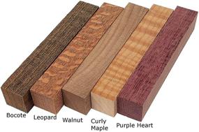 img 1 attached to Premium Pen Blank Pack: Bocote, Curly Maple, Leopardwood, Purple Heart, Walnut (10 pack)