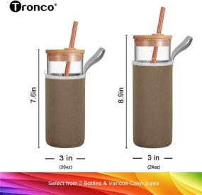 img 1 attached to 🥤 Tronco 20oz Iced Coffee Cup Glass Tumbler with Straw, Bamboo Lid, and Insulator Sleeve: Reusable Smoothie Cup and Water Bottle