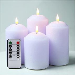 img 4 attached to 🕯️ Eywamage Pack of 4 Purple Flameless Pillar Candles with Remote Control, Flickering LED Battery Powered Advent Candles - Realistic and Convenient