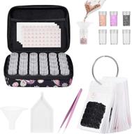 📦 beneote diamond painting storage container: organize with diamond tray, funnel, tweezers, labels, embroidery box, and 30 grids with 50pcs bags for large bead storage logo