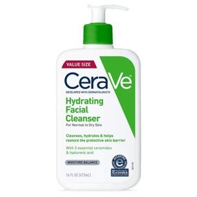 img 4 attached to 🧴 CeraVe Hydrating Facial Cleanser: Non-Foaming Moisturizing Face Wash with Hyaluronic Acid, Ceramides, and Glycerin - 16 fl oz