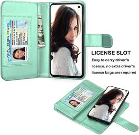 img 2 attached to 📱 Njjex Galaxy S10E Wallet Case - 5.8" PU Leather Flip Folio with 9 Card Slots, Detachable Kickstand, Magnetic Closure, Wrist Strap - Mint