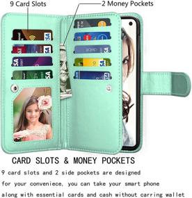 img 3 attached to 📱 Njjex Galaxy S10E Wallet Case - 5.8" PU Leather Flip Folio with 9 Card Slots, Detachable Kickstand, Magnetic Closure, Wrist Strap - Mint