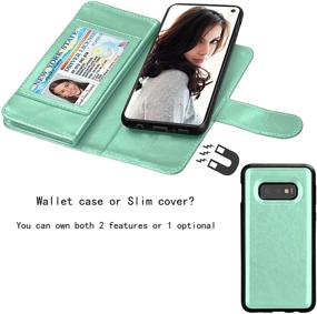 img 1 attached to 📱 Njjex Galaxy S10E Wallet Case - 5.8" PU Leather Flip Folio with 9 Card Slots, Detachable Kickstand, Magnetic Closure, Wrist Strap - Mint