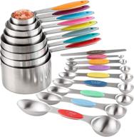 🍳 precision cooking: stainless steel measuring cups and spoons set - 8 stackable cups, 8 dual-sided magnetic spoons, 1 leveler for dry and liquid ingredients logo