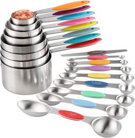 img 4 attached to 🍳 Precision Cooking: Stainless Steel Measuring Cups and Spoons Set - 8 Stackable Cups, 8 Dual-Sided Magnetic Spoons, 1 Leveler for Dry and Liquid Ingredients