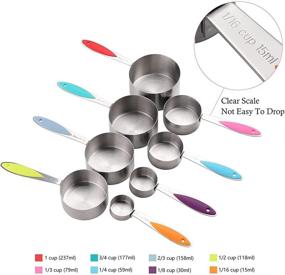 img 3 attached to 🍳 Precision Cooking: Stainless Steel Measuring Cups and Spoons Set - 8 Stackable Cups, 8 Dual-Sided Magnetic Spoons, 1 Leveler for Dry and Liquid Ingredients