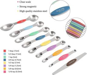 img 2 attached to 🍳 Precision Cooking: Stainless Steel Measuring Cups and Spoons Set - 8 Stackable Cups, 8 Dual-Sided Magnetic Spoons, 1 Leveler for Dry and Liquid Ingredients