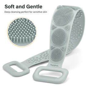 img 1 attached to 🚿 HAPYTHDA Silicone Back Scrubber with Soft Bristles and Exfoliating Texture - Enhance Shower Experience, Boost Blood Circulation, and Improve Skin Health in Grey Color