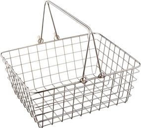 img 4 attached to 🧺 Spectrum Diversified Medium Wire Storage Basket With Handles: Rustic Farmhouse Décor, Rust-Resistant Finish & Style Tote Basket