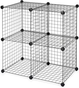 img 2 attached to 🔲 Black 4-Cube Modular Wire Storage Cubbies - Easy, Tool-Free Assembly