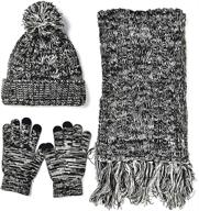 🧣 dtbg knitted beanie gloves & scarf winter set: warm, thick, fashionable 3-in-1 cold weather accessories for women logo