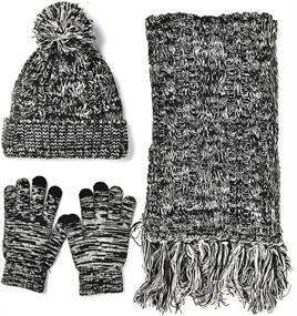 img 4 attached to 🧣 DTBG Knitted Beanie Gloves & Scarf Winter Set: Warm, Thick, Fashionable 3-in-1 Cold Weather Accessories for Women