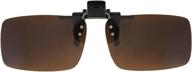 🕶️ polarized tru rectangle clip on flip up sunglasses - large size, 60mm width x 38mm height (128mm wide), brown lenses логотип