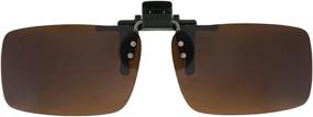 img 3 attached to 🕶️ Polarized Tru Rectangle Clip on Flip up Sunglasses - Large Size, 60mm Width X 38mm Height (128mm Wide), Brown Lenses