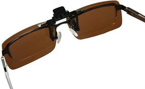 img 2 attached to 🕶️ Polarized Tru Rectangle Clip on Flip up Sunglasses - Large Size, 60mm Width X 38mm Height (128mm Wide), Brown Lenses