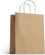 🛍️ ucgou paper gift bags with handles - brown kraft, 8x4.25x10.5 inch, 25 pack - bulk retail wrap shopping bags, 100% recyclable, thicken natural craft bags for christmas party favors - boutique quality logo