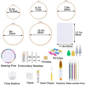 img 2 attached to Jupean Embroidery Kit: Comprehensive 211 Pc Starter Set with 🧵 100 Color Threads, Hoops, and Instructions – Perfect for Embroidery Beginners