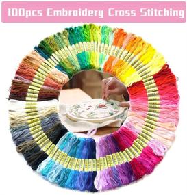 img 3 attached to Jupean Embroidery Kit: Comprehensive 211 Pc Starter Set with 🧵 100 Color Threads, Hoops, and Instructions – Perfect for Embroidery Beginners