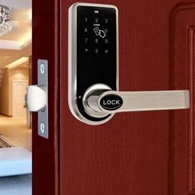 img 1 attached to 🔒 ETEKJOY 3-in-1 Electronic Door Lock: Password+RFID Card/Tag Key, Keyhole, Touchscreen Keypad, Left/Right Reversible Lever Handle, Keyless Smart Auto Lock