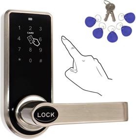 img 2 attached to 🔒 ETEKJOY 3-in-1 Electronic Door Lock: Password+RFID Card/Tag Key, Keyhole, Touchscreen Keypad, Left/Right Reversible Lever Handle, Keyless Smart Auto Lock